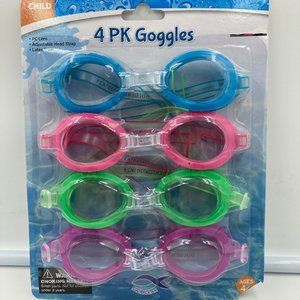 Child 4-Pack Adjustable Goggles for ages 4+ Brand New Blue, Pink, Green, Purple